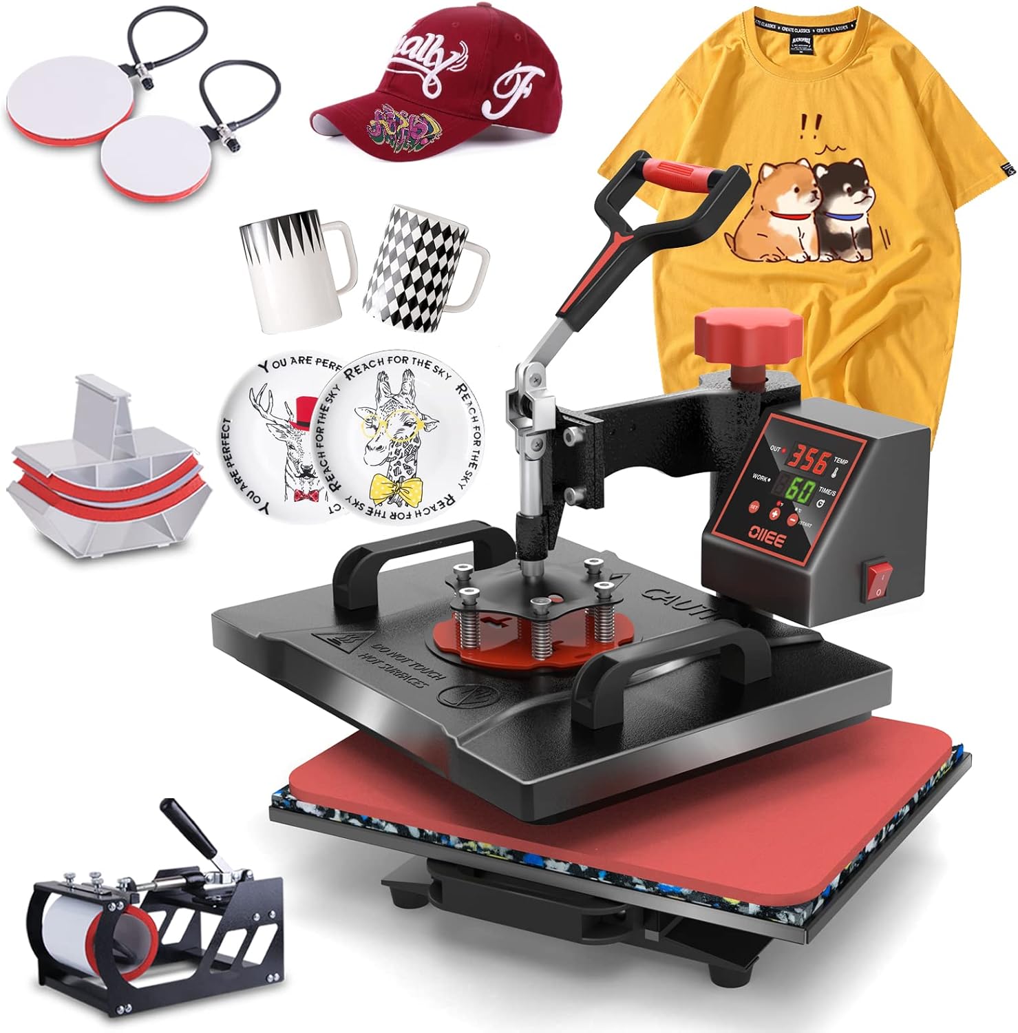 OIIEE 5-in-1 combo heat press machine, 12 x 15 inch